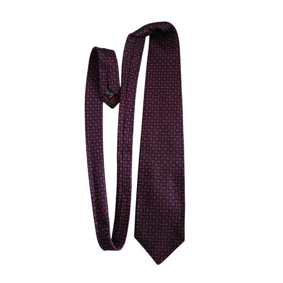 Austin Reed Silk Tie Kiss Lips Made in England Blue Red Geometric EUC - Picture 4 of 7